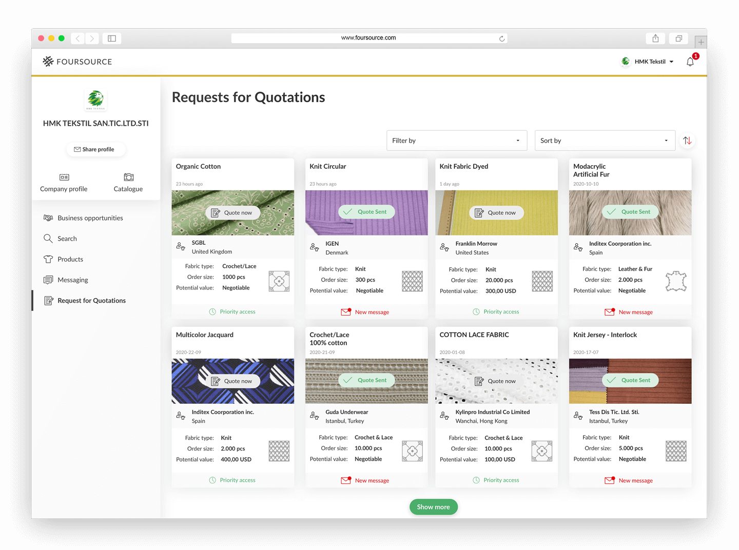 Fabric suppliers Foursource